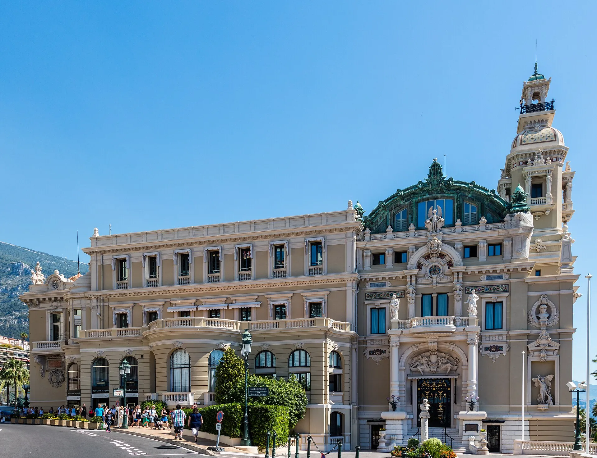 Fassade des Casino de Monte-Carlo unter blauem Himmel