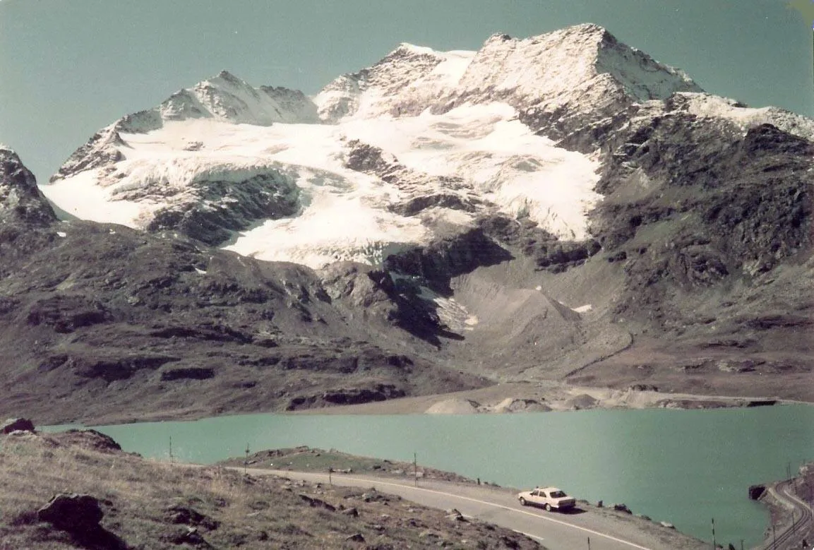 Vergletscherter Piz Palü im Jahr 1985